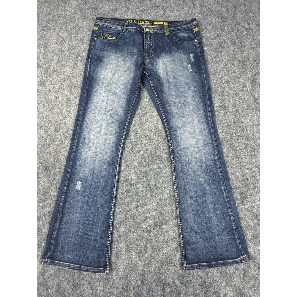 Pepe Jeans London Women Blue Low Rise Bootcut Stretch Jeans Size 38 Style 61977